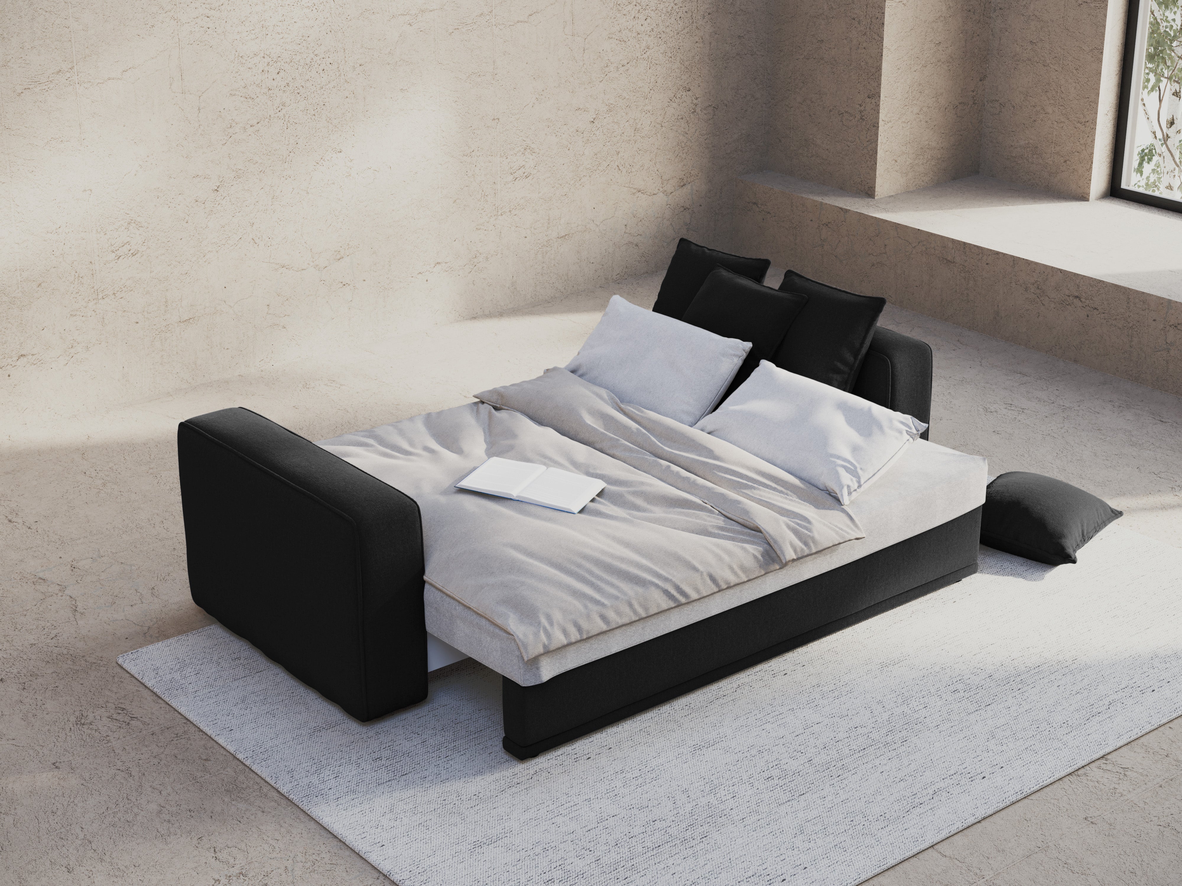 Sofa z funkcją spania RIBES czarny szenil - Image 4