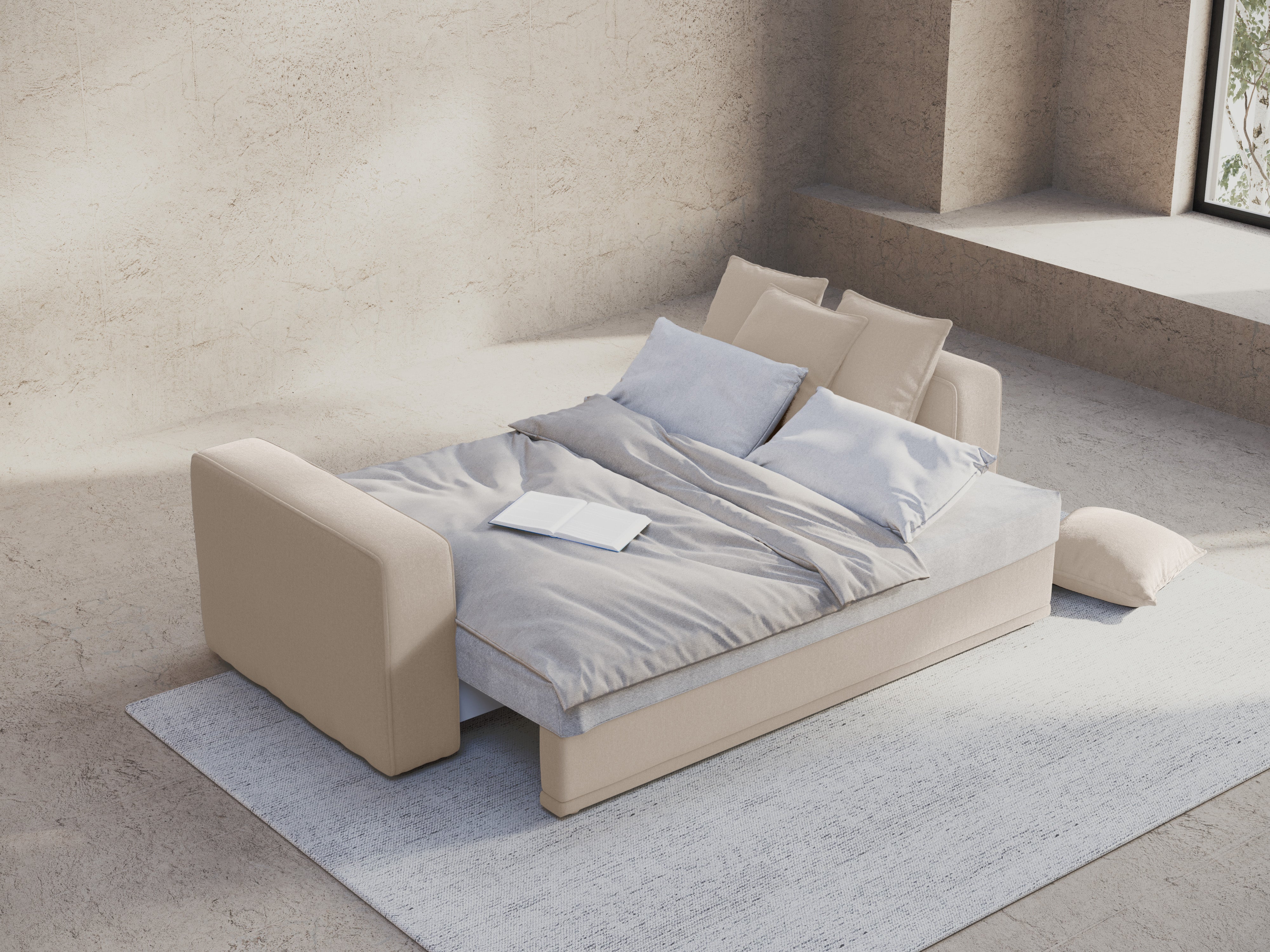 Sofa z funkcją spania RIBES jasnobeżowy szenil - Image 4