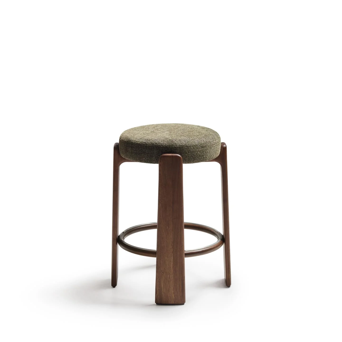 Stołek barowy GRANITE zielony szenil z ciemną jesionową podstawą - Image 4