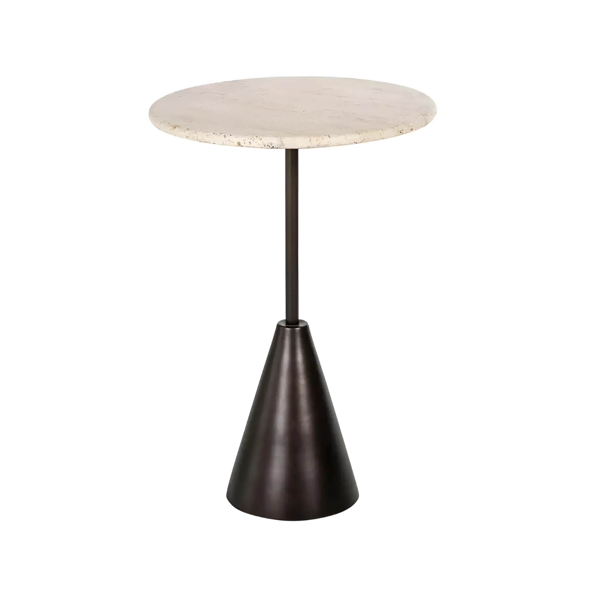 Stolik boczny AVALON trawertyn z brązową podstawą