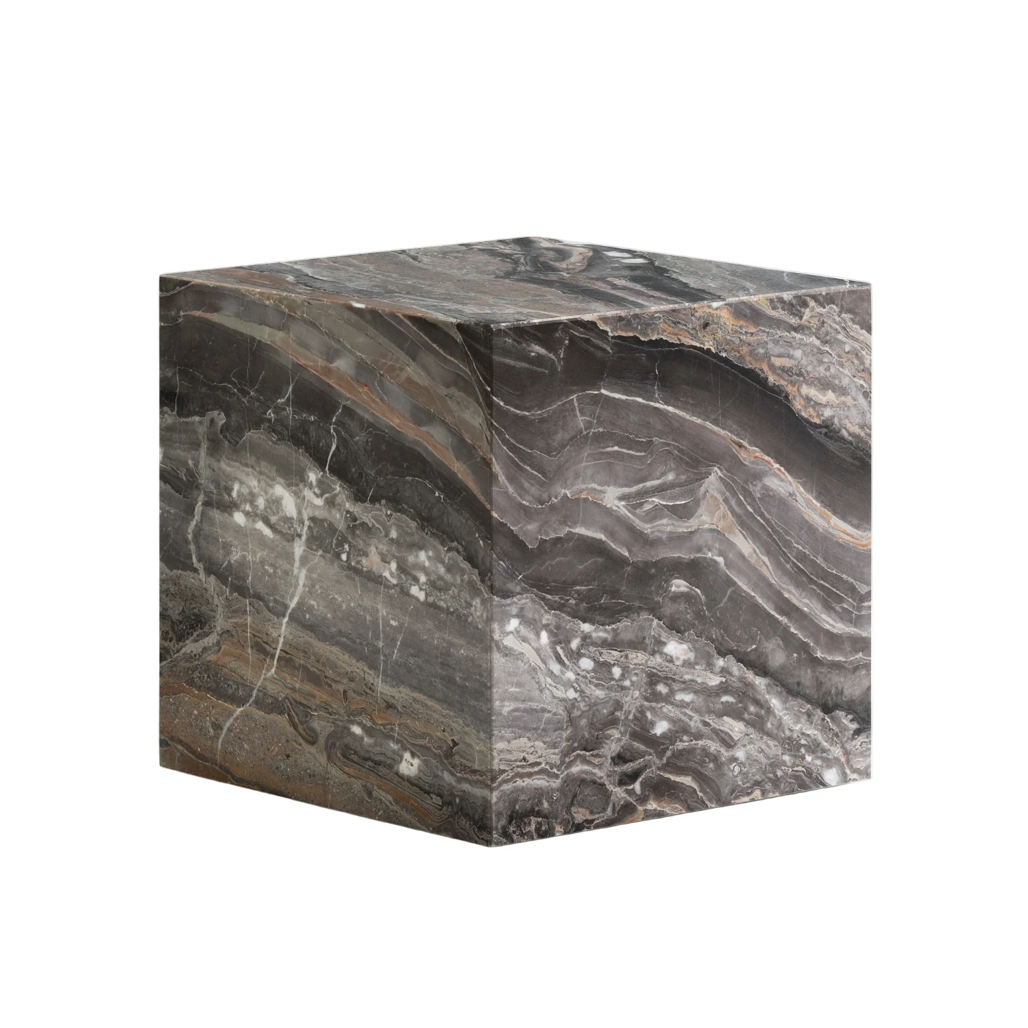 Stolik boczny PLINTH CUBIC szary marmur
