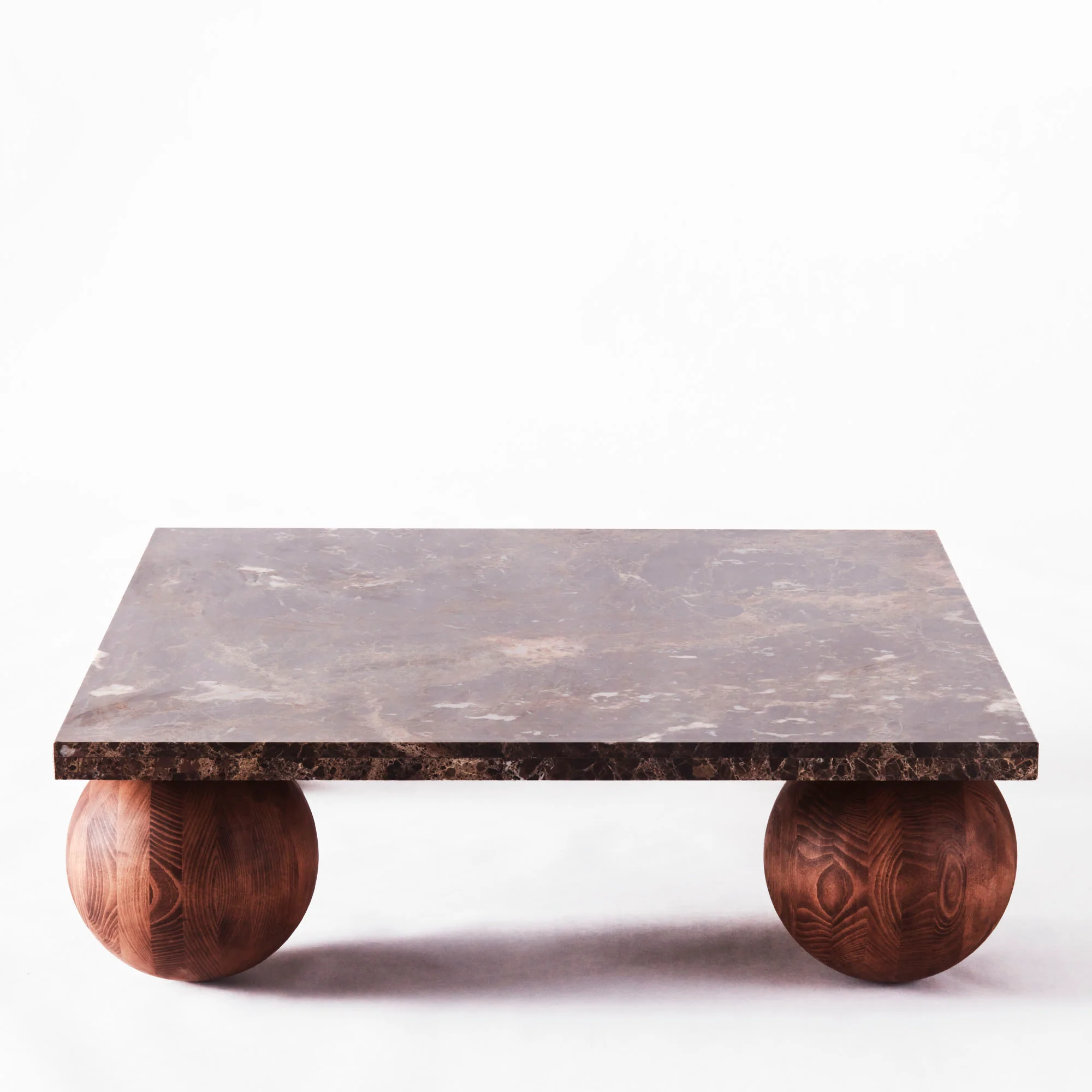 Stolik kawowy SPHERE marmur Emperador z jesionową podstawą - Image 4