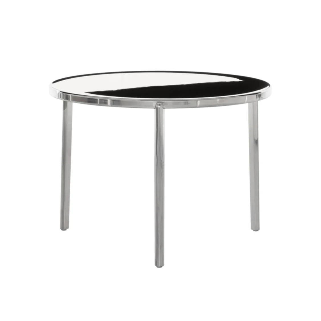 Stolik kawowy okrągły TAMBOUR polerowane aluminium