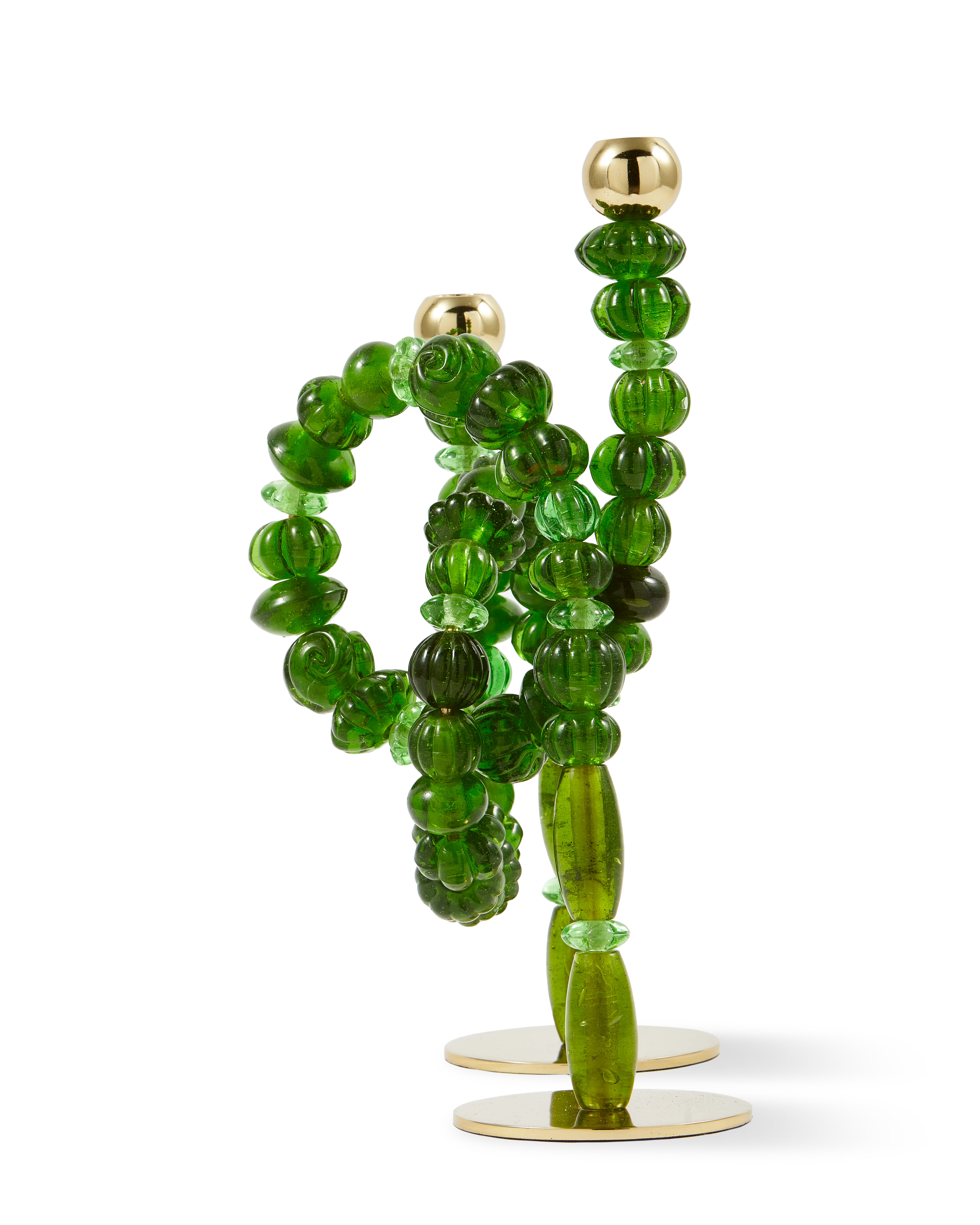 Świecznik BEADS zielony ze złotymi elementami - Image 3