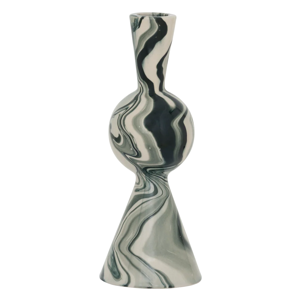 Świecznik ceramiczny VENDT biały z zielonym - Image 4