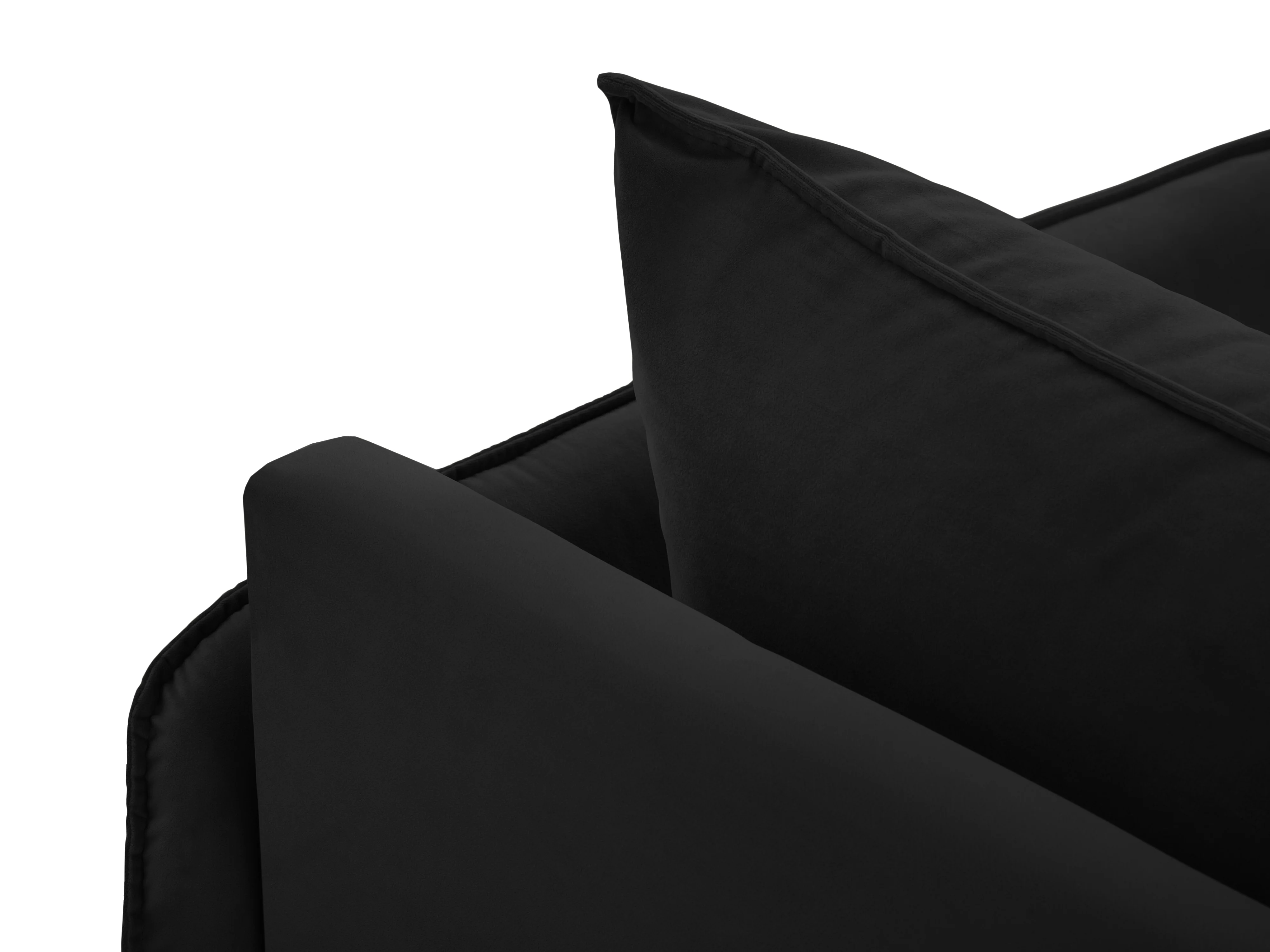 Szezlong aksamitny prawostronny VIENNA czarny z czarną podstawą - Image 4