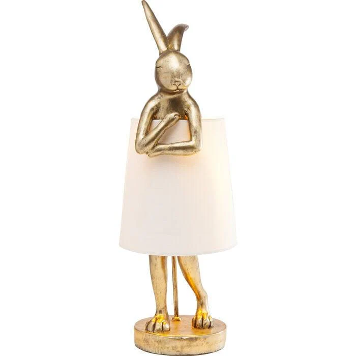 Lampa stołowa złota w kształcie królika