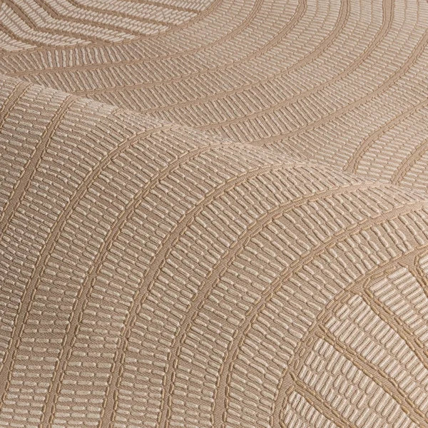 Tapeta strukturalna imitująca haft w geometryczny wzór fal BRODELIA PRALINE ciesteczkowy beż - Image 3