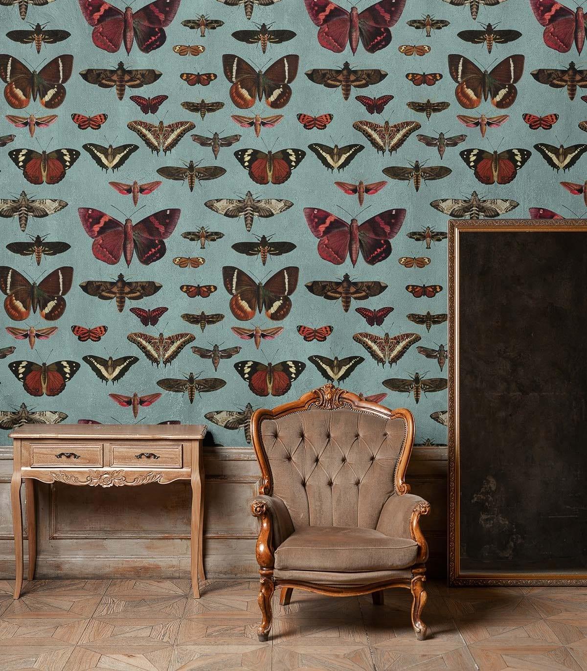 Tapeta BUTTERFLIES TURQUOISE