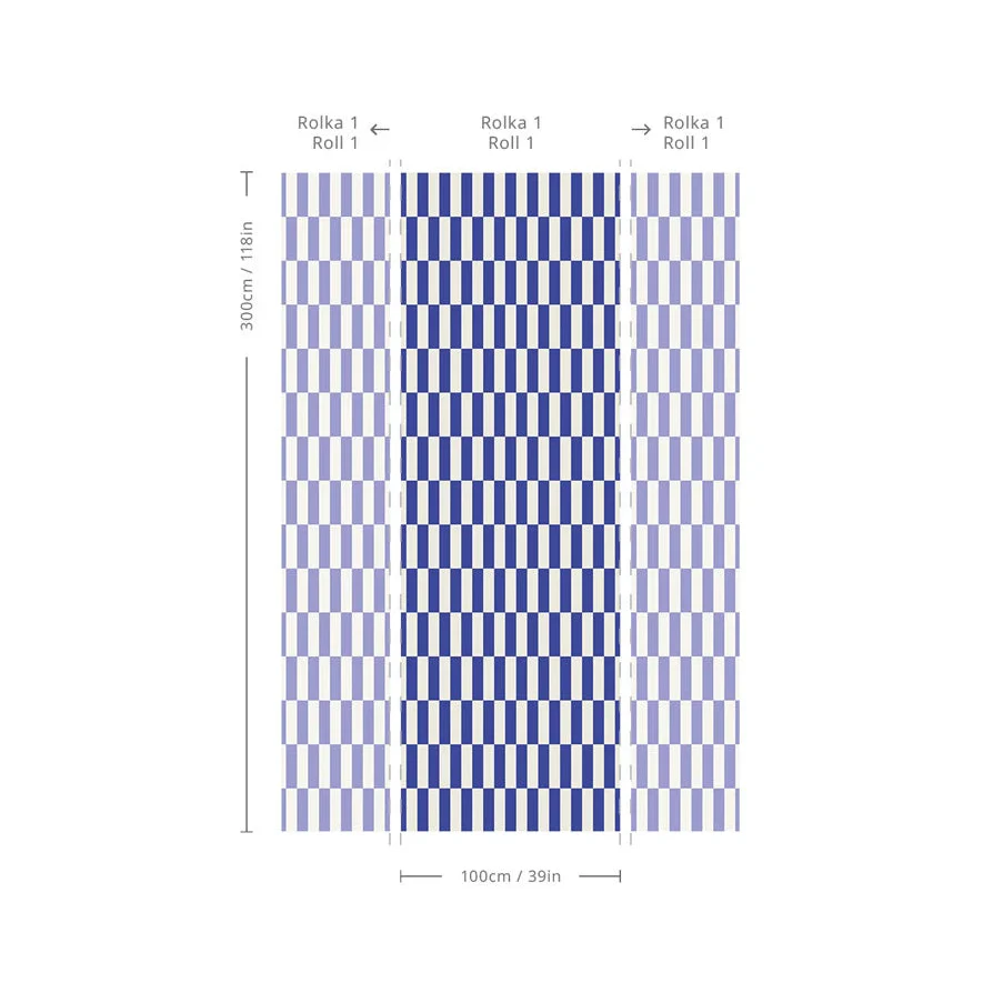 Tapeta flizelinowa  z geometrycznym wzorem TETRIS STRIPE kobaltowy - Image 3