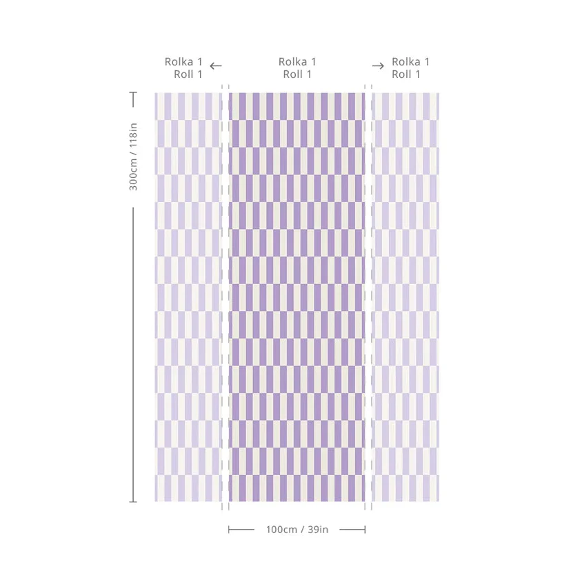 Tapeta flizelinowa z geometrycznym wzorem TETRIS STRIPE fioletowy - Image 3