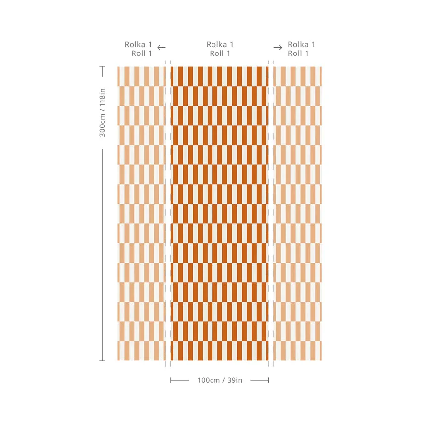 Tapeta flizelinowa z geometrycznym wzorem TETRIS STRIPE terakota - Image 3