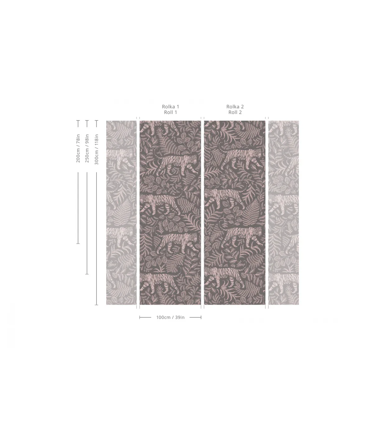 Tapeta z motywem zwierzęcym CAMOUFLAGED TIGER GRAY PINK szary z różowym - Image 2