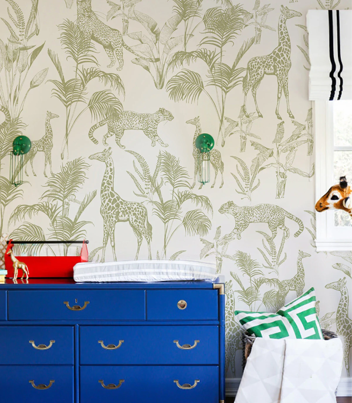 Tapeta z motywem zwierzęcym SAFARI GREEN beżowy z zielonym - Image 3