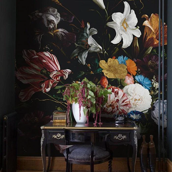 Tapeta flizelinowa z motywem roślinnym FLORAL COLOR czarny