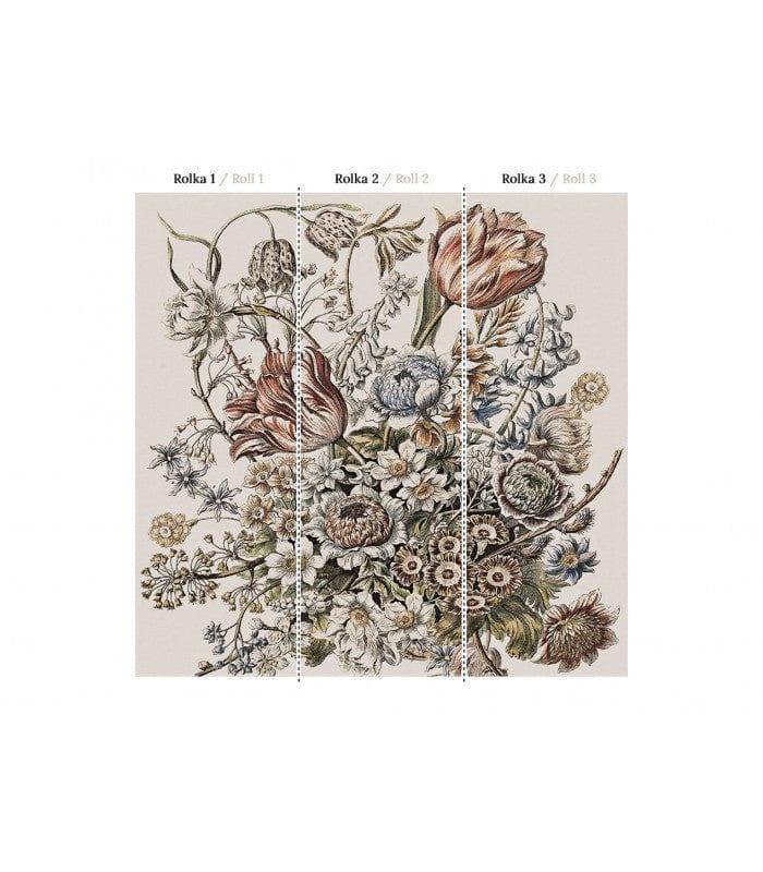 Tapeta flizelinowa z motywem roślinnym FLORAL POEM jasnobeżowy z zielonym - Image 8