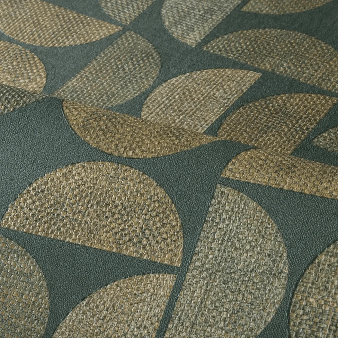 Tapeta strukturalna imitująca rafię z geometrycznym wzorem DUALIS - VERT FORÊT zielony - Image 3