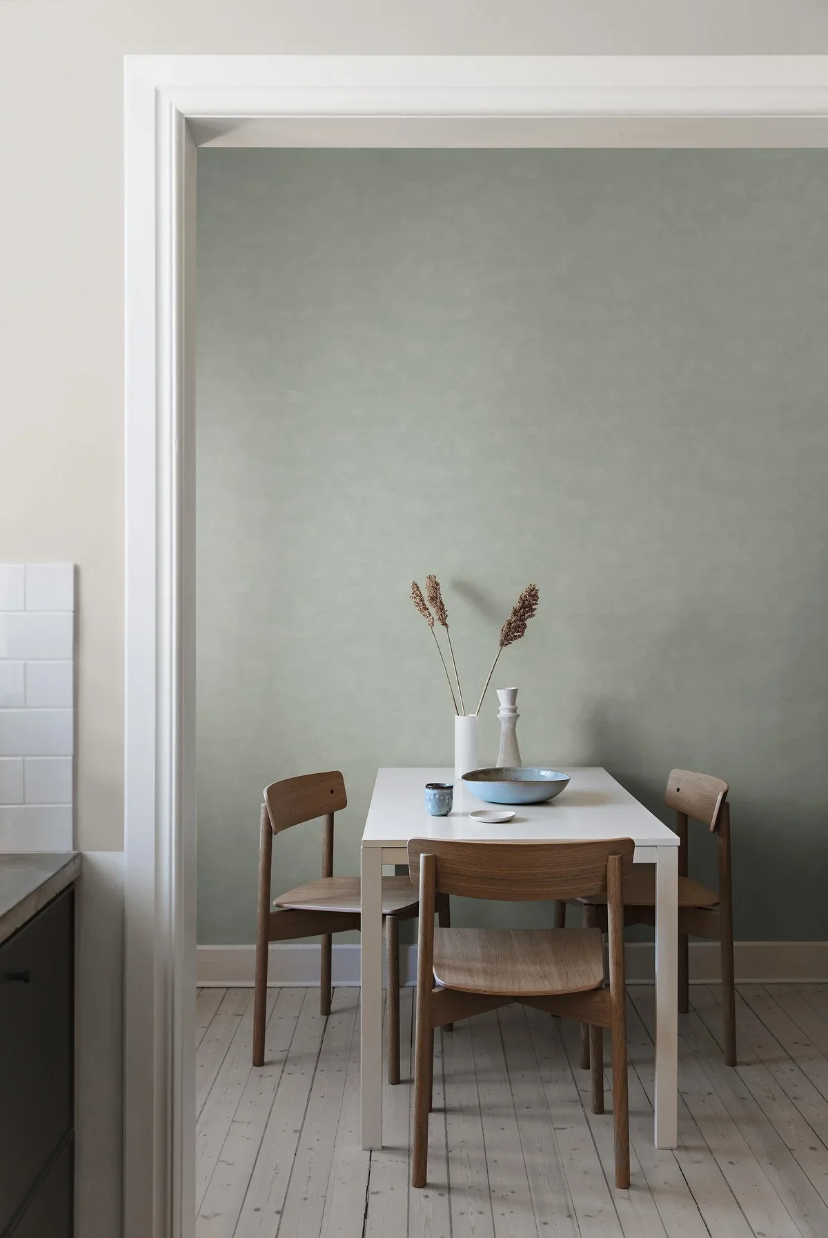 Tapeta imitująca płótno SHADES - LARIMAR jasny zielony - Image 4