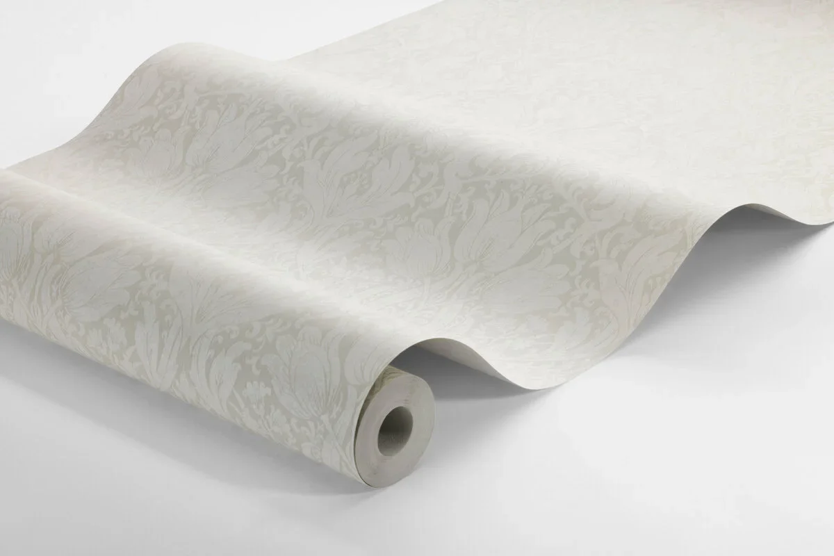Tapeta flizelinowa papierowa z roślinnym wzorem ALBA beżowy z białym - Image 3