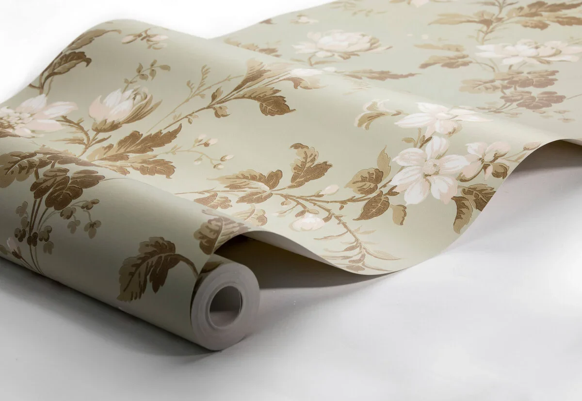 Tapeta flizelinowa papierowa z roślinnym wzorem BLOMSLINGA zielony z białym - Image 5