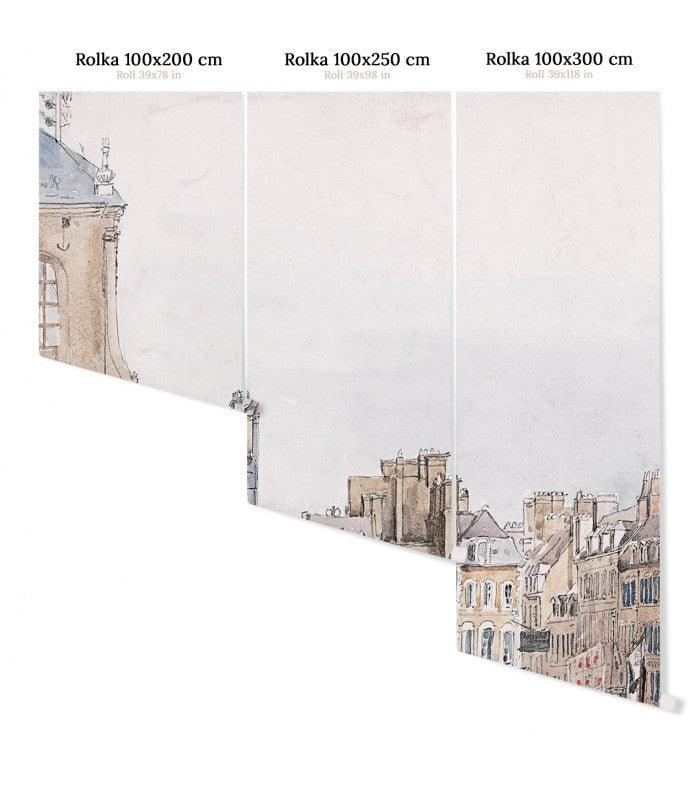 Tapeta flizelinowa z krajobrazem miejskim ROOFS beżowy z białym - Image 4
