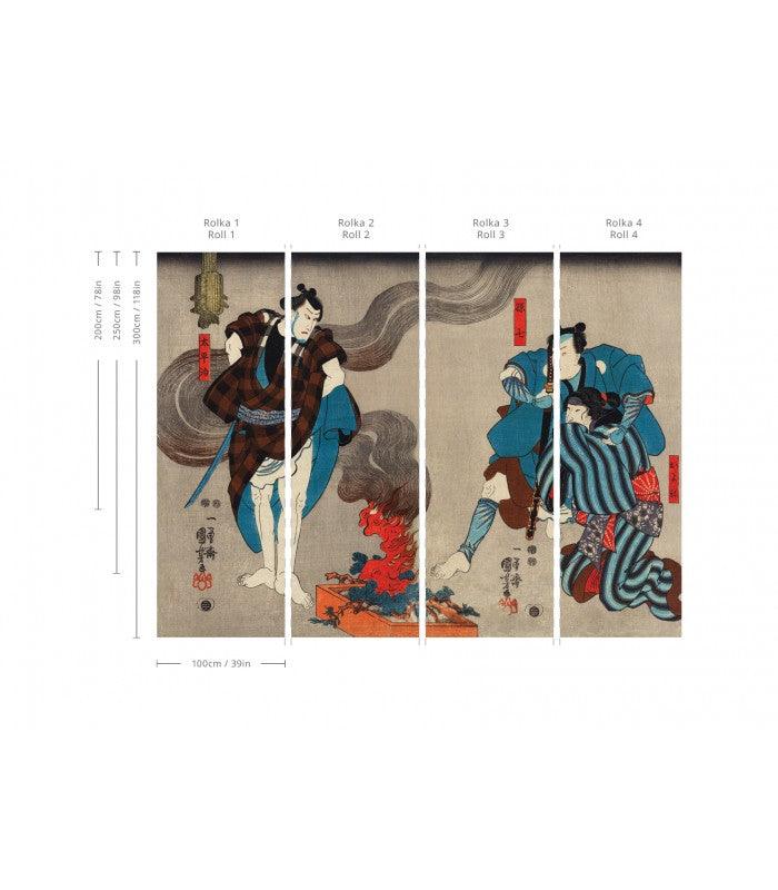 Tapeta flizelinowa z motywem wojownika SAMURAI SERENITY beżowy - Image 2
