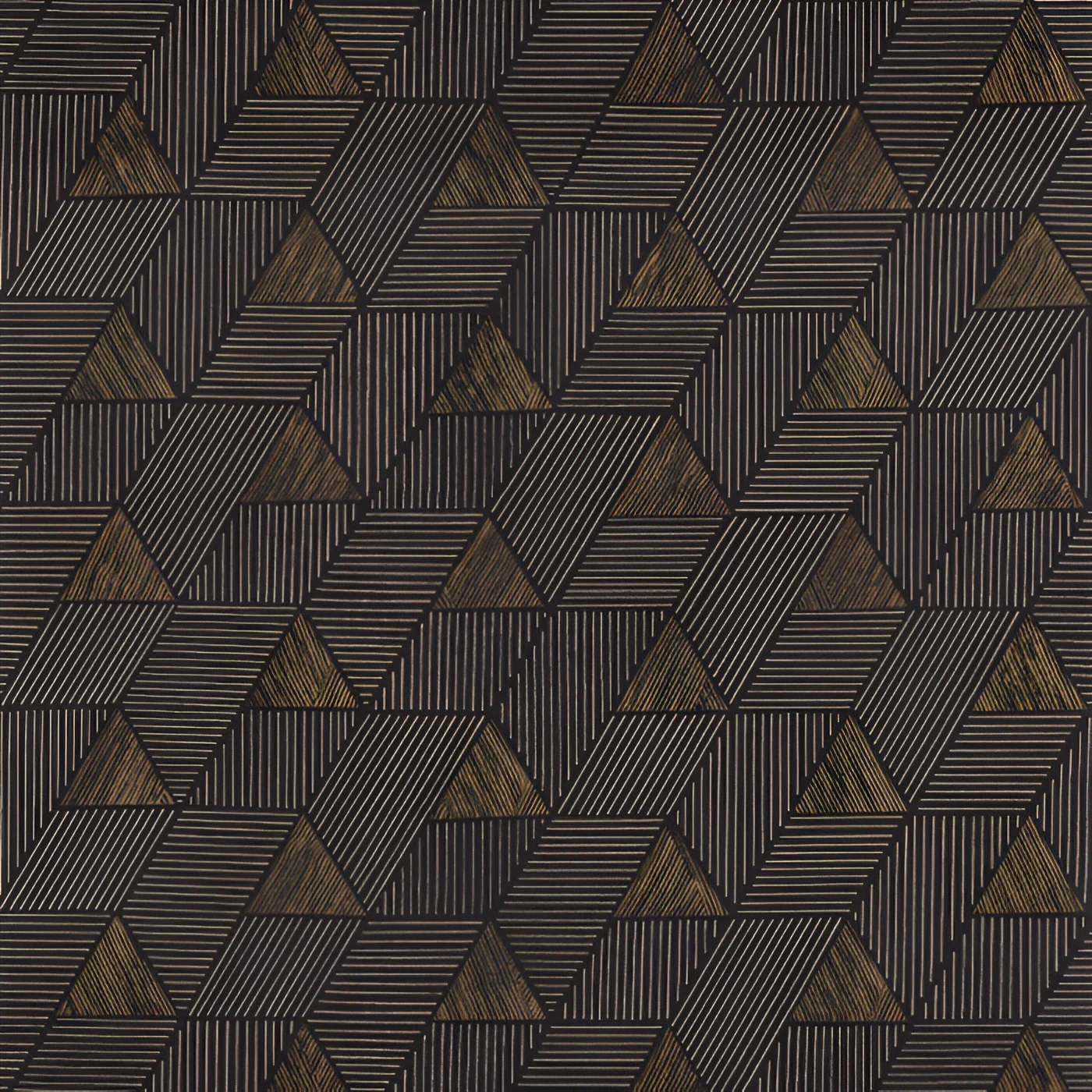 Tapeta strukturalna z geometrycznym wzorem MÉROÉ - NOIR/MORDORE czarny z brązowym