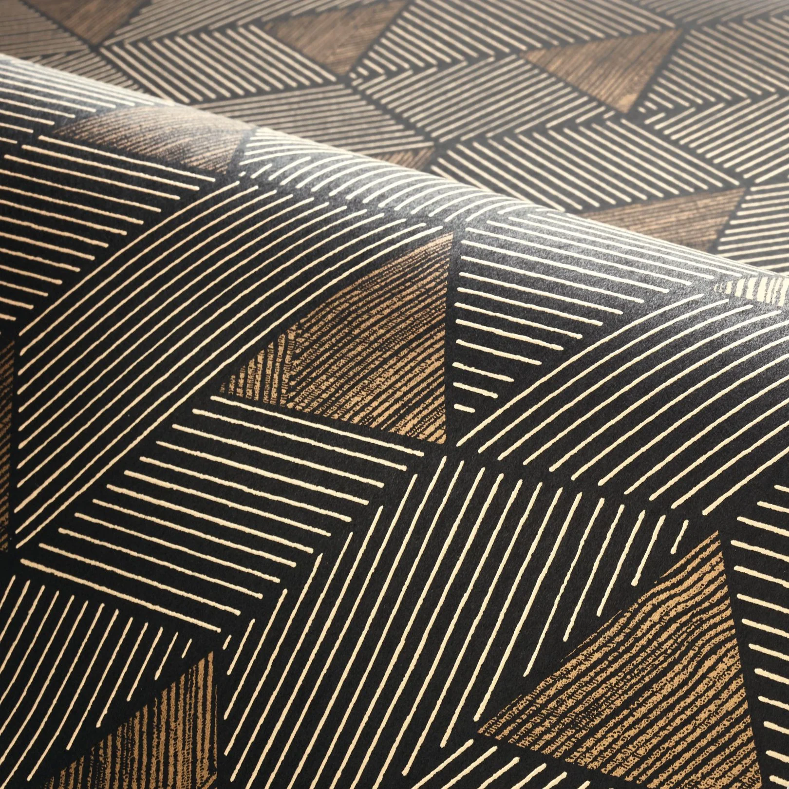 Tapeta strukturalna z geometrycznym wzorem MÉROÉ - NOIR/MORDORE czarny z brązowym - Image 5