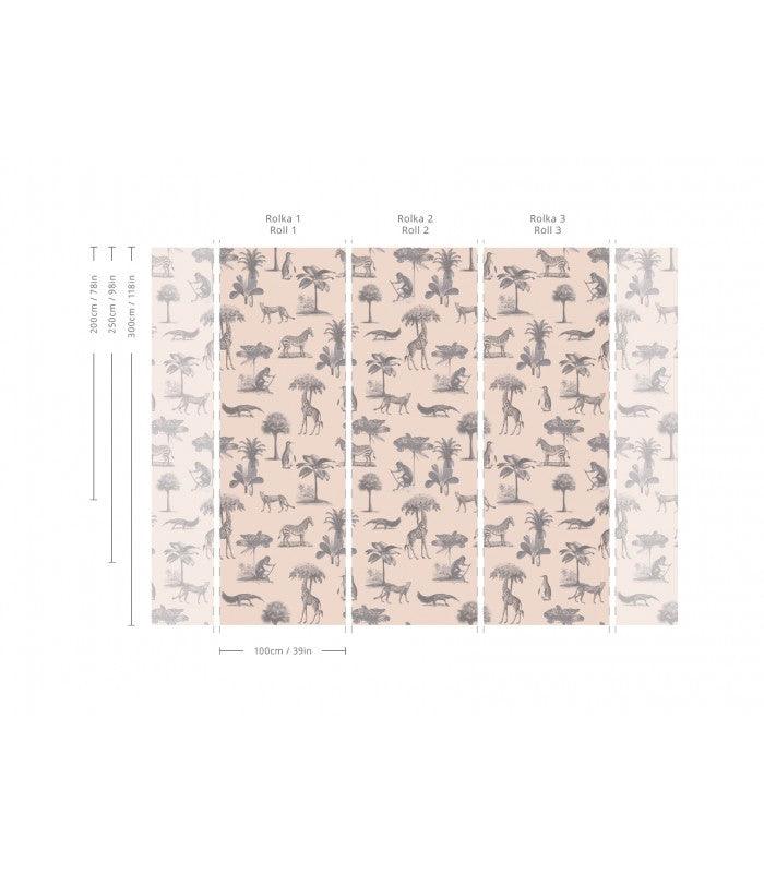 Tapeta flizelinowa z motywem zwierzęcym VINTAGE ANIMALS różowy - Image 2