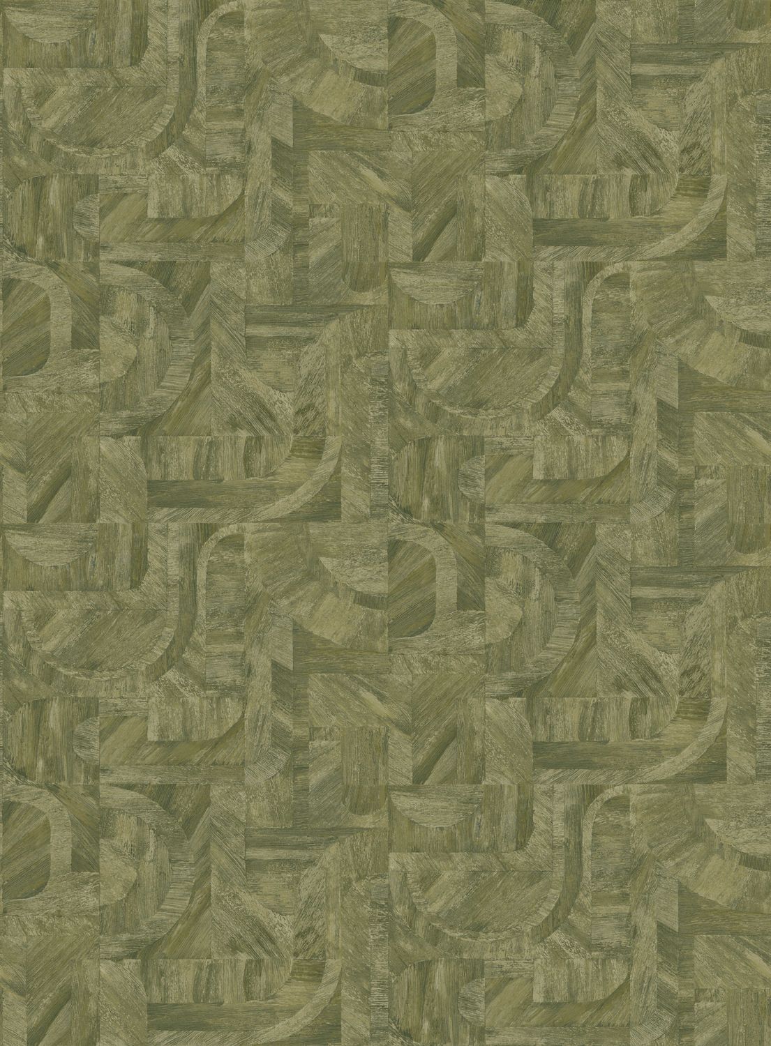 Tapeta strukturalna imitująca drewno geometryczna z wzorem mozaiki INTARSIA - KAKI zielony - Image 5