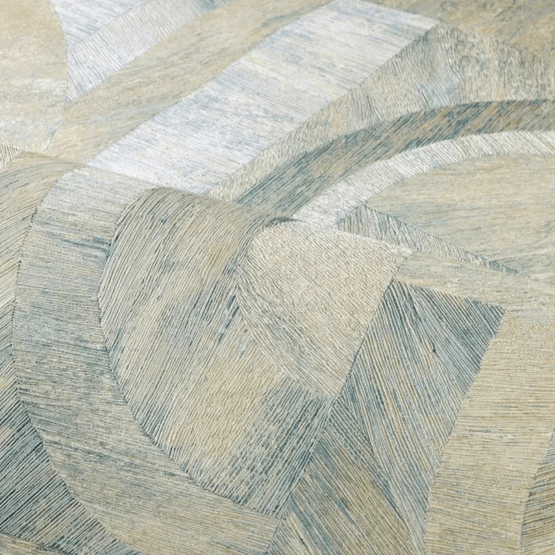 Tapeta strukturalna imitująca drewno geometryczna z wzorem mozaiki INTARSIA - OPALINE lodowy błękit - Image 5