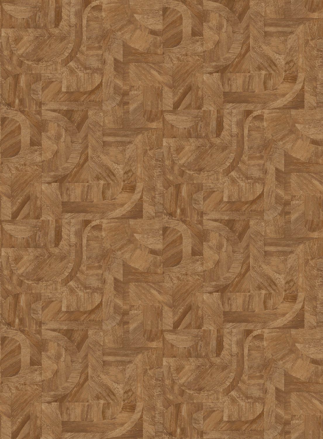 Tapeta strukturalna imitująca drewno geometryczna z wzorem mozaiki INTARSIA - TERRE DE SIENNE miedziany - Image 4