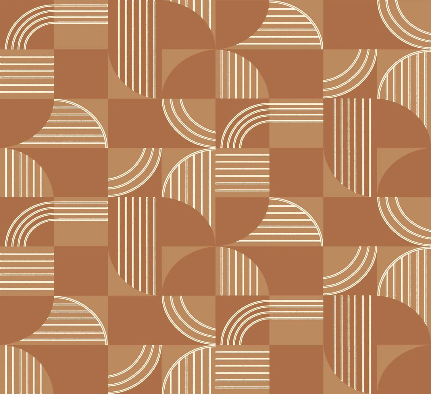 Tapeta flizelinowa z geometrycznym wzorem ANNÉES 30 - TERRACOTTA ciepły brąz - Image 4