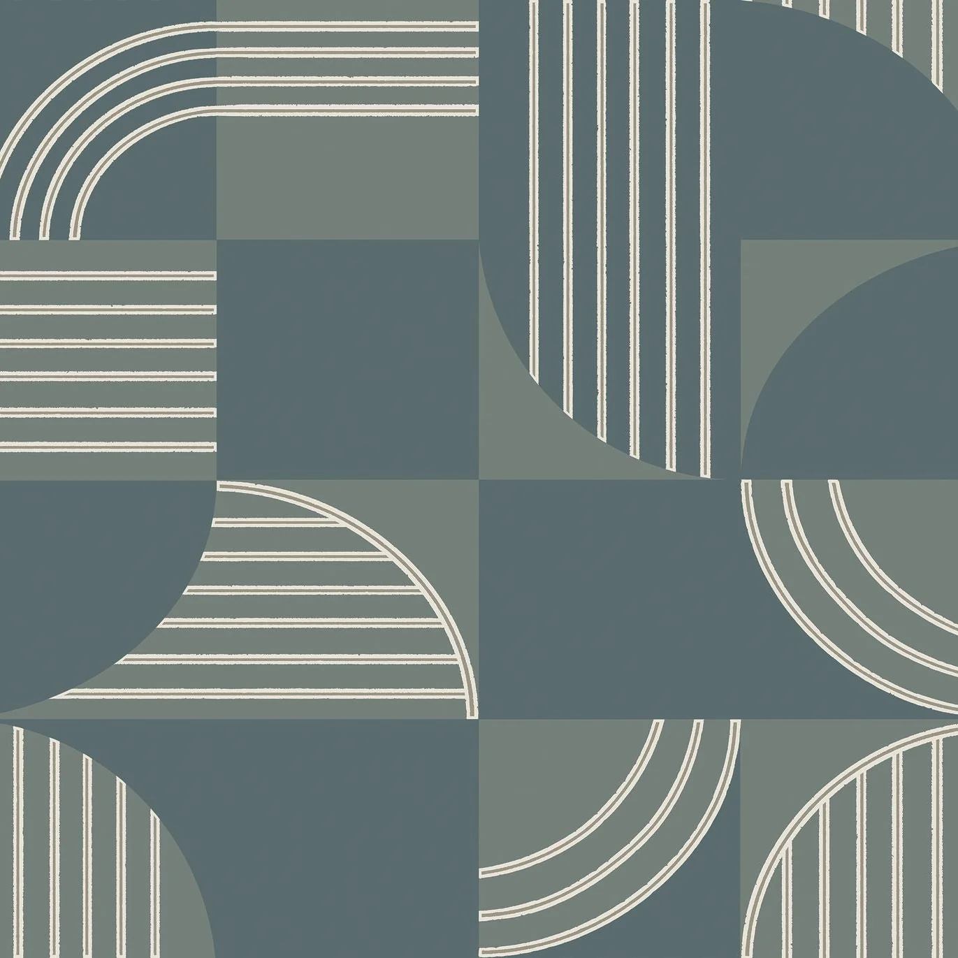 Tapeta flizelinowa z geometrycznym wzorem ANNÉES 30 - VERT DE GRIS morski zielony
