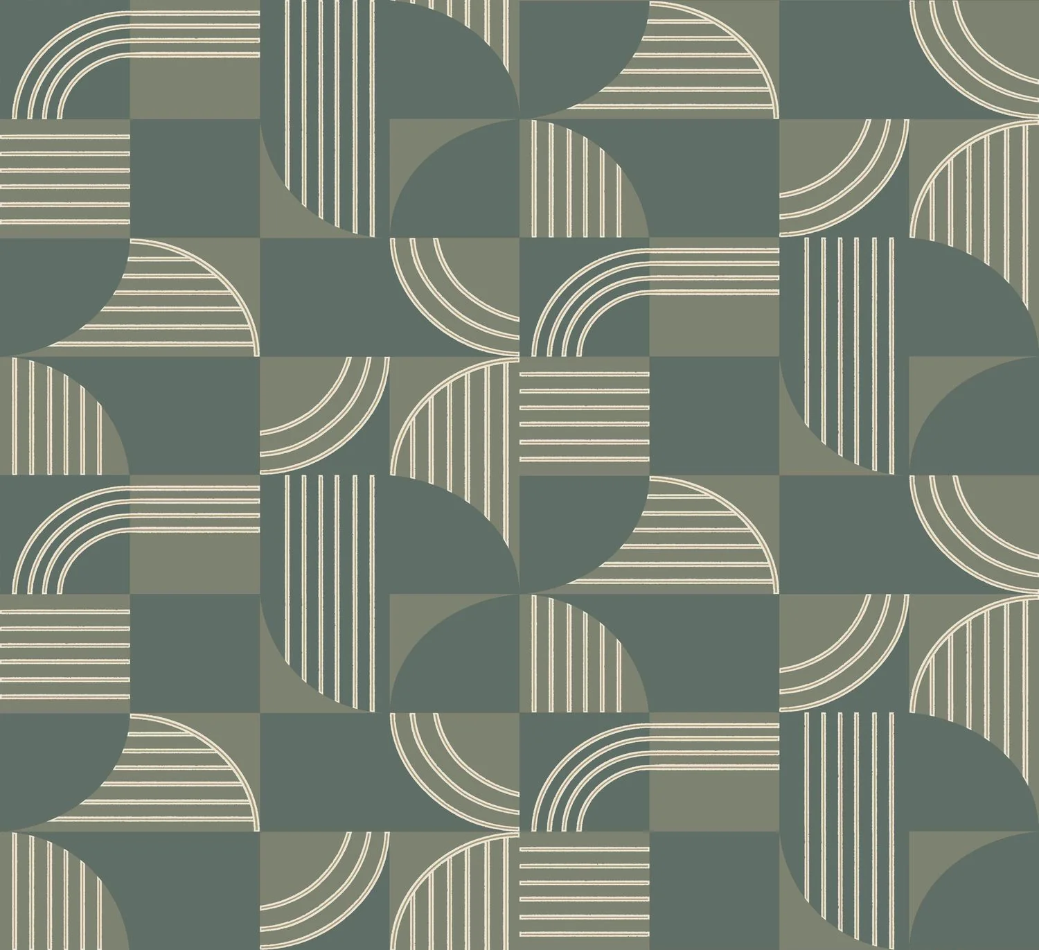 Tapeta flizelinowa z geometrycznym wzorem ANNÉES 30 - VERT DE GRIS morski zielony - Image 5