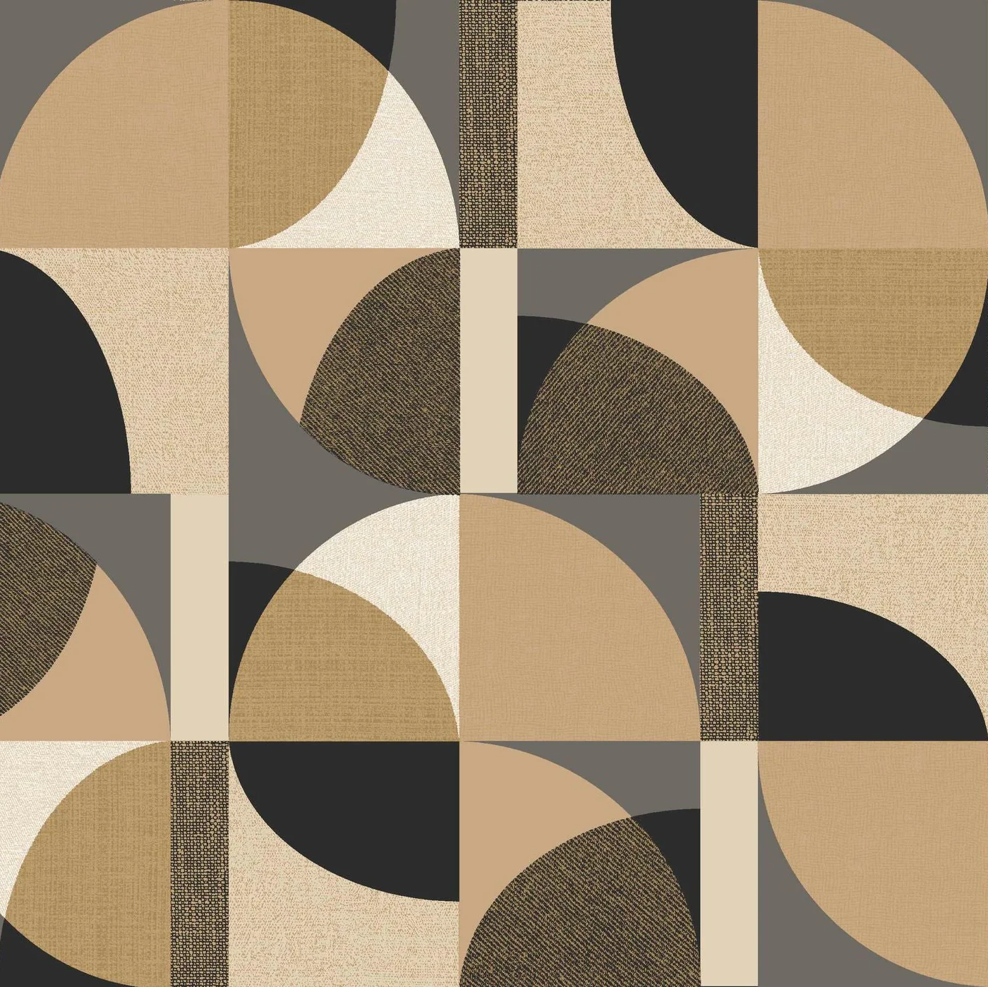 Tapeta z geometrycznym wzorem BARILLET - ANTHRACITE/NUDE antracytowy z beżem