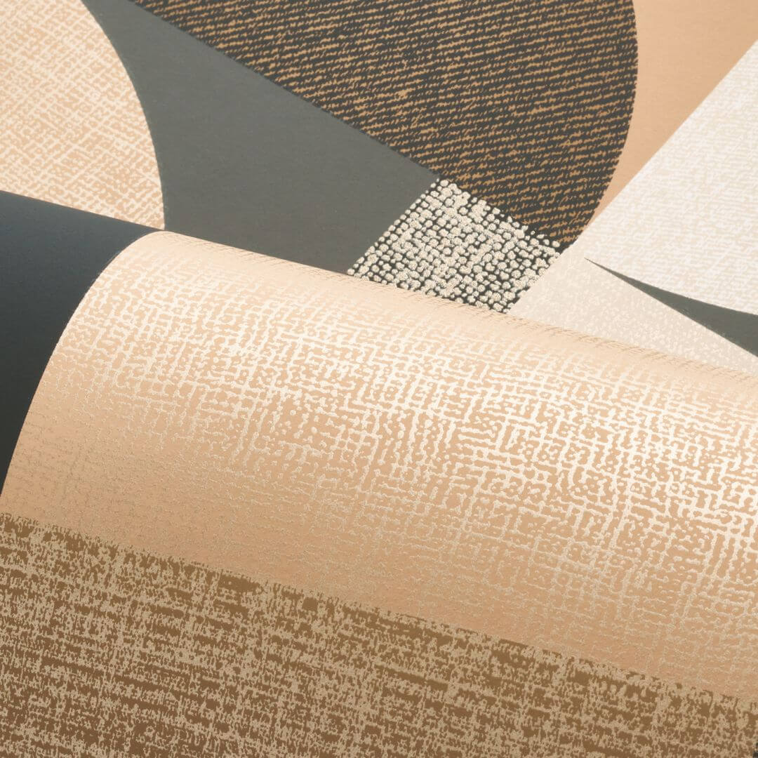 Tapeta z geometrycznym wzorem BARILLET - ANTHRACITE/NUDE antracytowy z beżem - Image 3