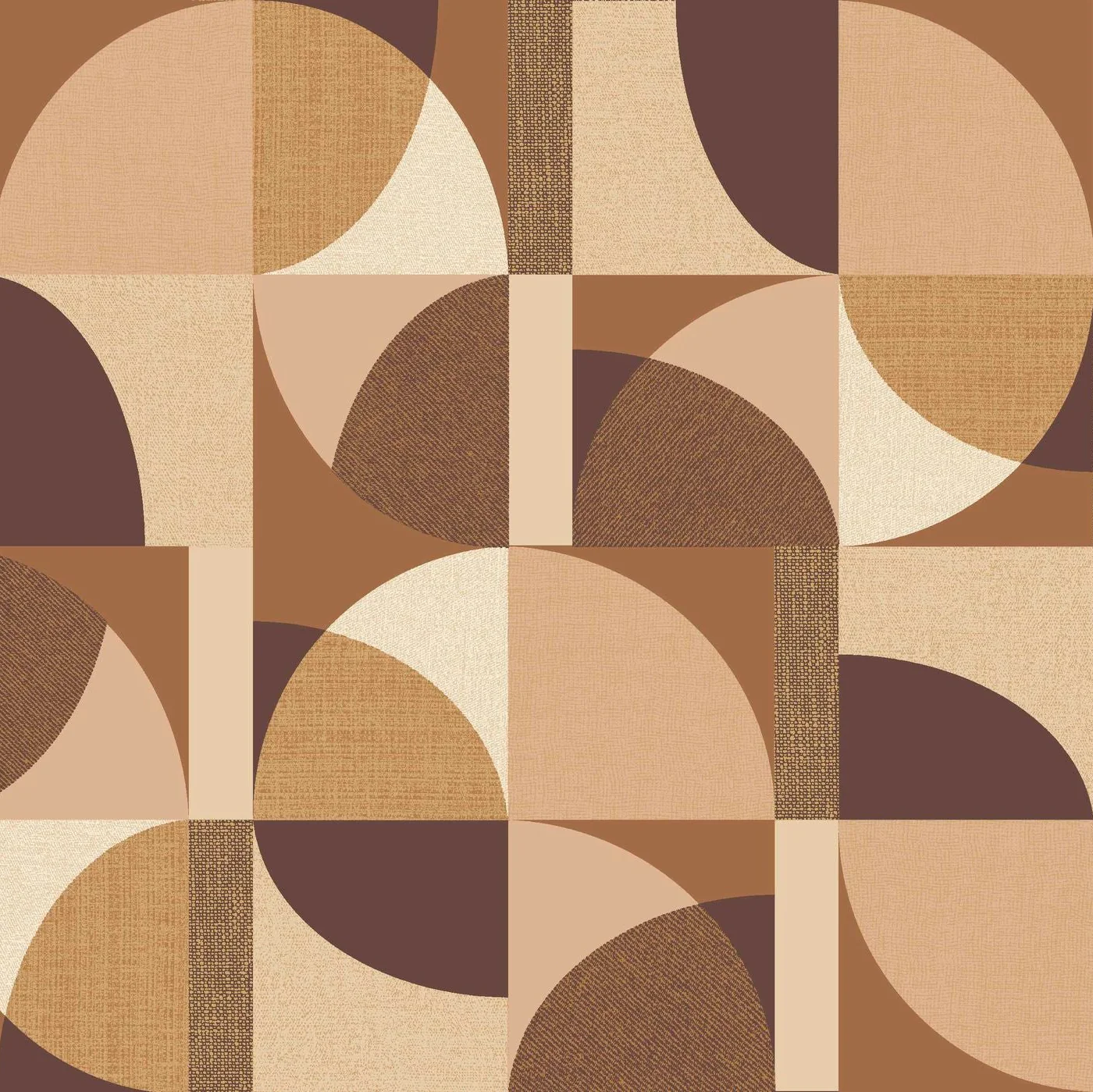 Tapeta z geometrycznym wzorem BARILLET - TERRACOTTA/PEAU DE PÊCHE terakota z brzoskwinią