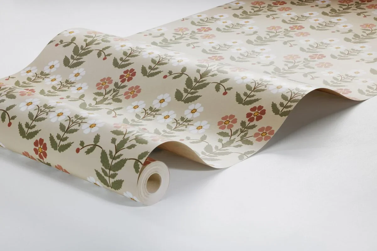 Tapeta z motywem roślinnym kwiatów SIPPOR brązowy z białym - Image 4