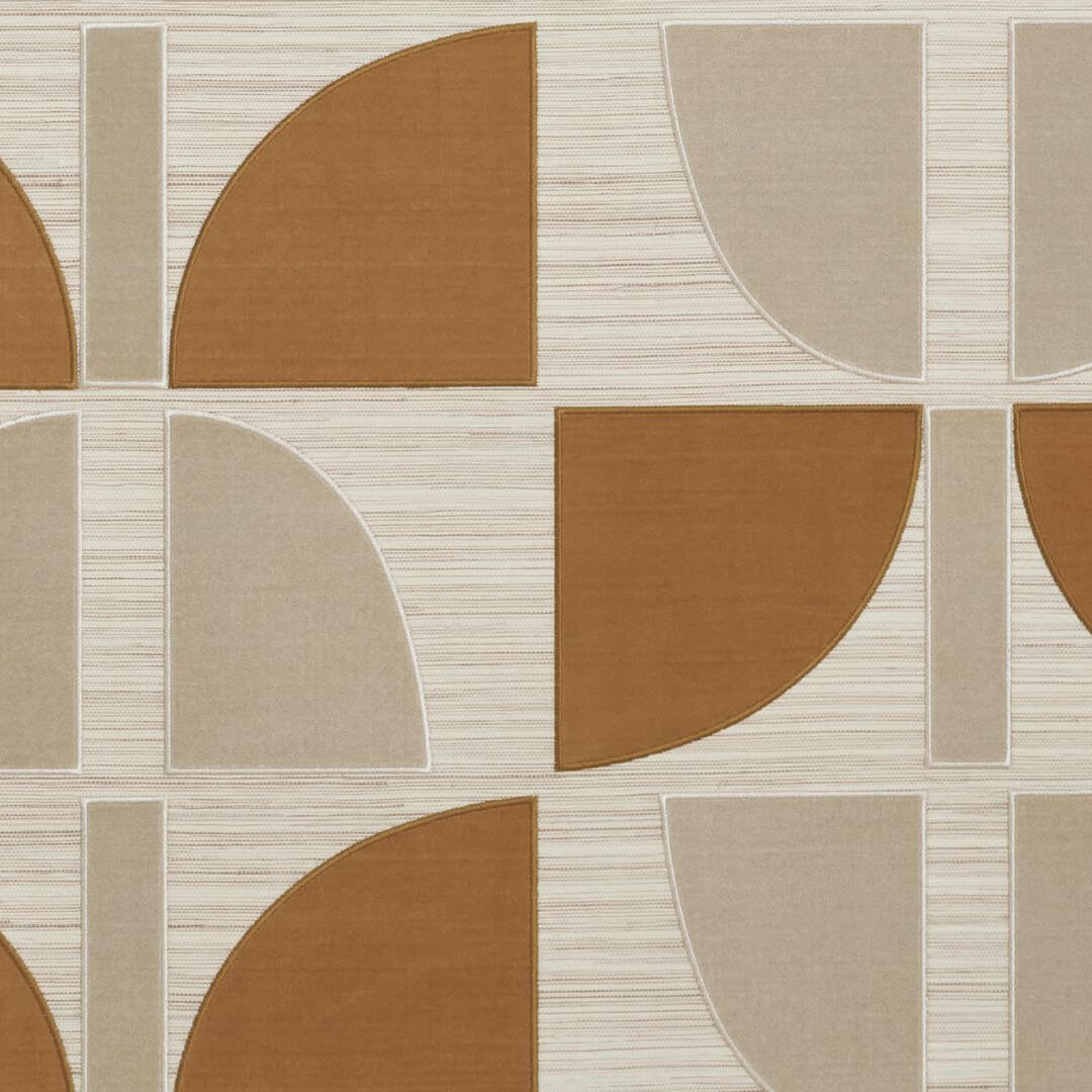 Tapeta z włókna roślinnego z geometrycznym wzorem HIKARI - BEIGE OCRE beżowy z pomarańczowym