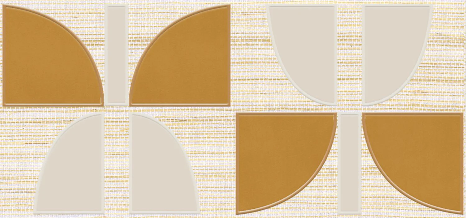 Tapeta z włókna roślinnego z geometrycznym wzorem HIKARI - BEIGE OCRE beżowy z pomarańczowym - Image 3