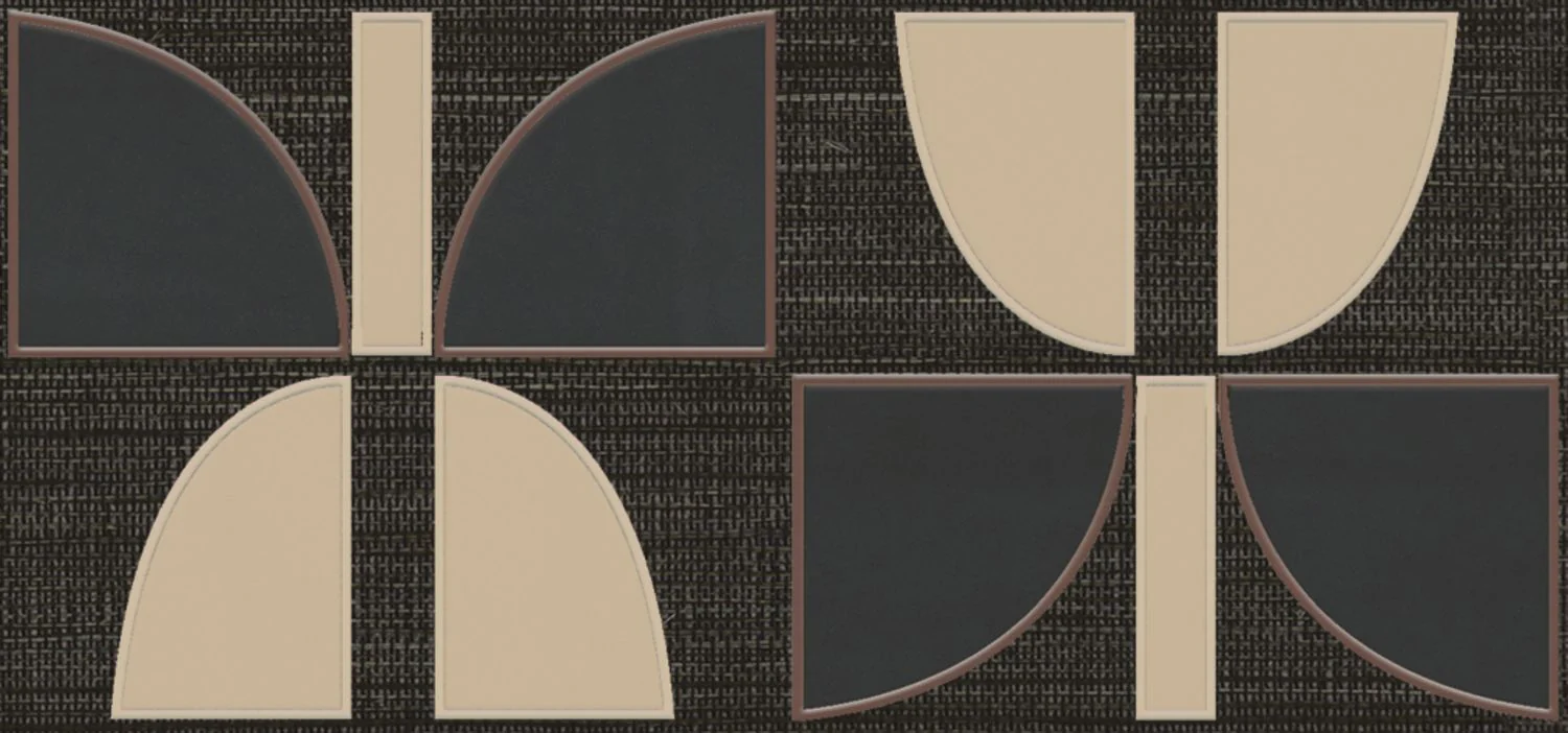 Tapeta z włókna roślinnego z geometrycznym wzorem HIKARI - NOIR TAUPE czarny z brązem i granatowym - Image 4
