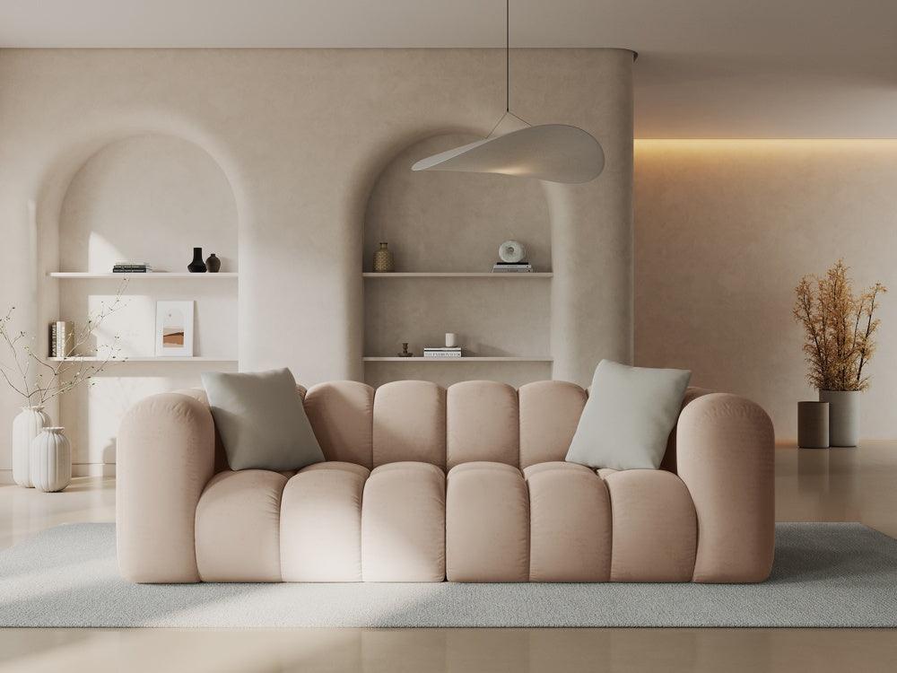 Sofa aksamitna 3-osobowa HALLEY beżowy - Image 2