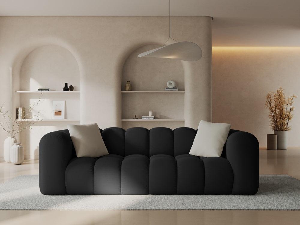Sofa aksamitna 3-osobowa HALLEY czarny - Image 2