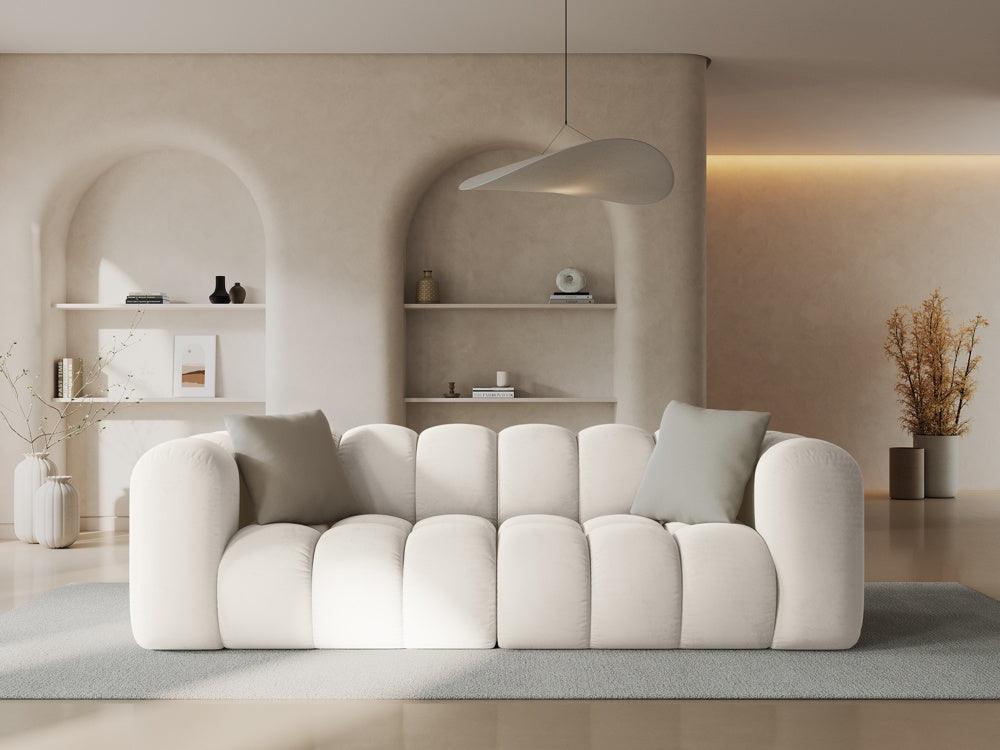 Sofa aksamitna 3-osobowa HALLEY jasnobeżowy - Image 2