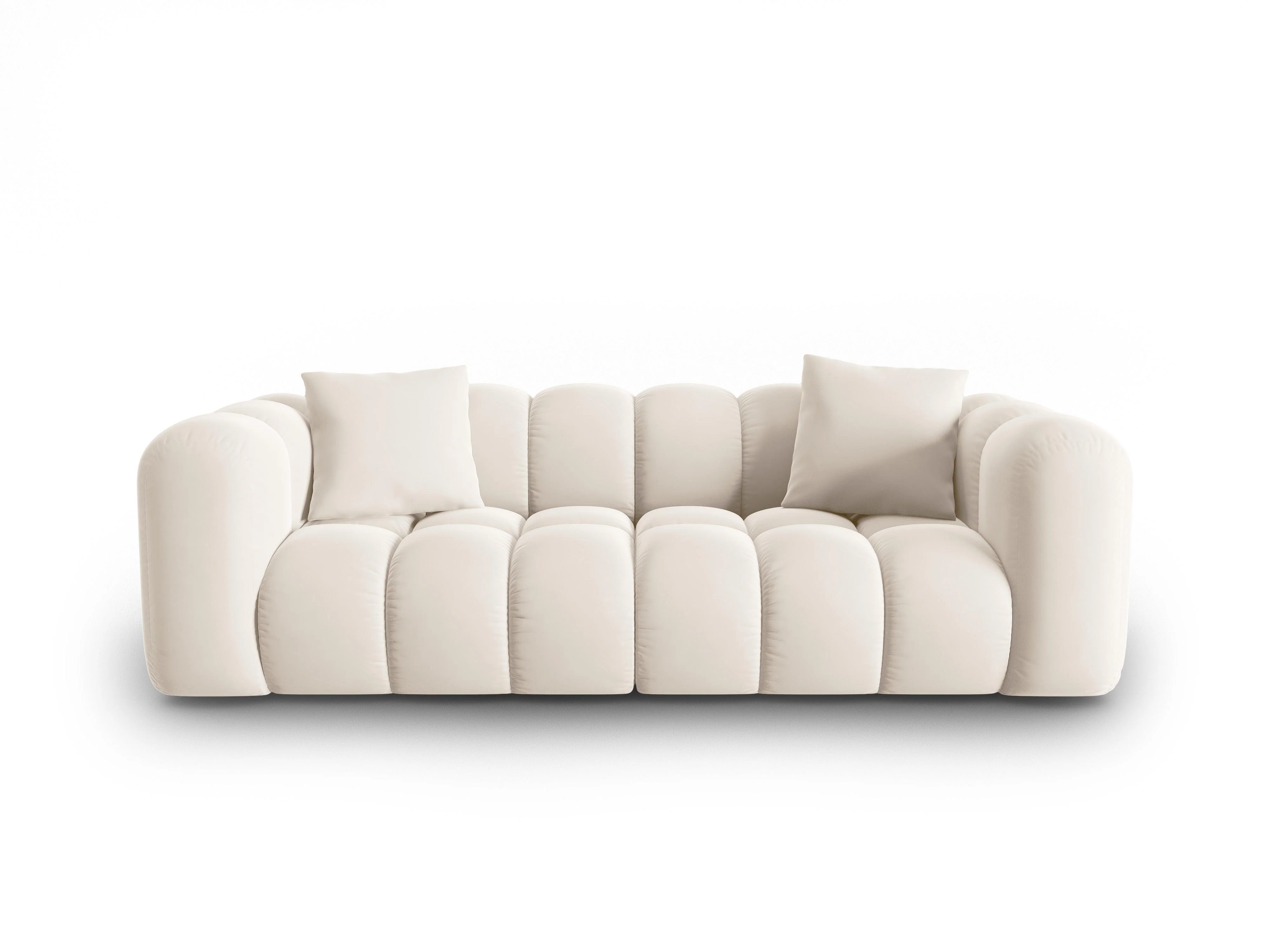 Sofa aksamitna 3-osobowa HALLEY jasnobeżowy - Image 3
