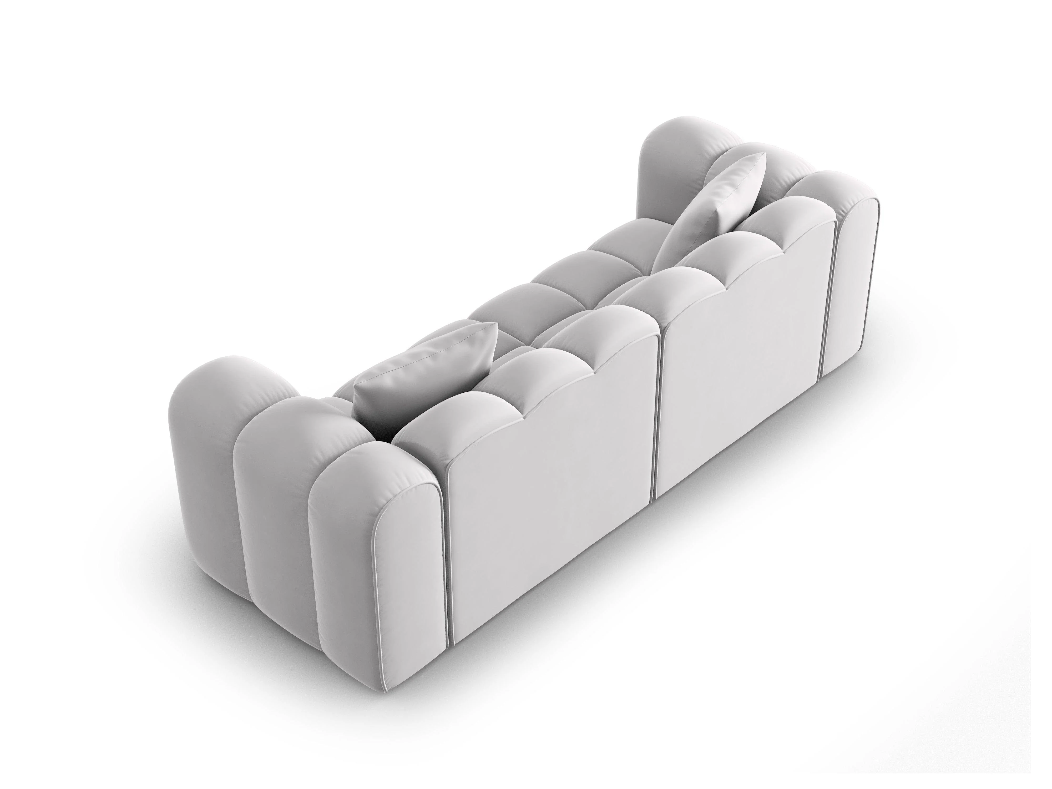 Sofa aksamitna 3-osobowa HALLEY srebrny - Image 4