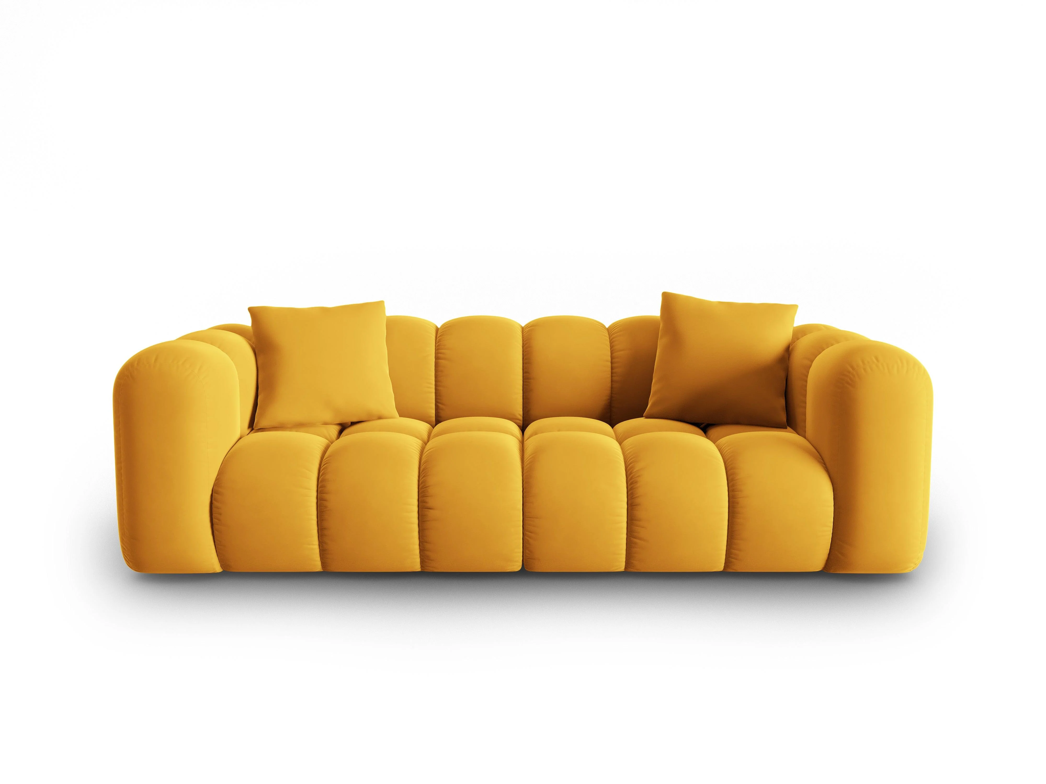 Sofa aksamitna 3-osobowa HALLEY żółty - Image 3