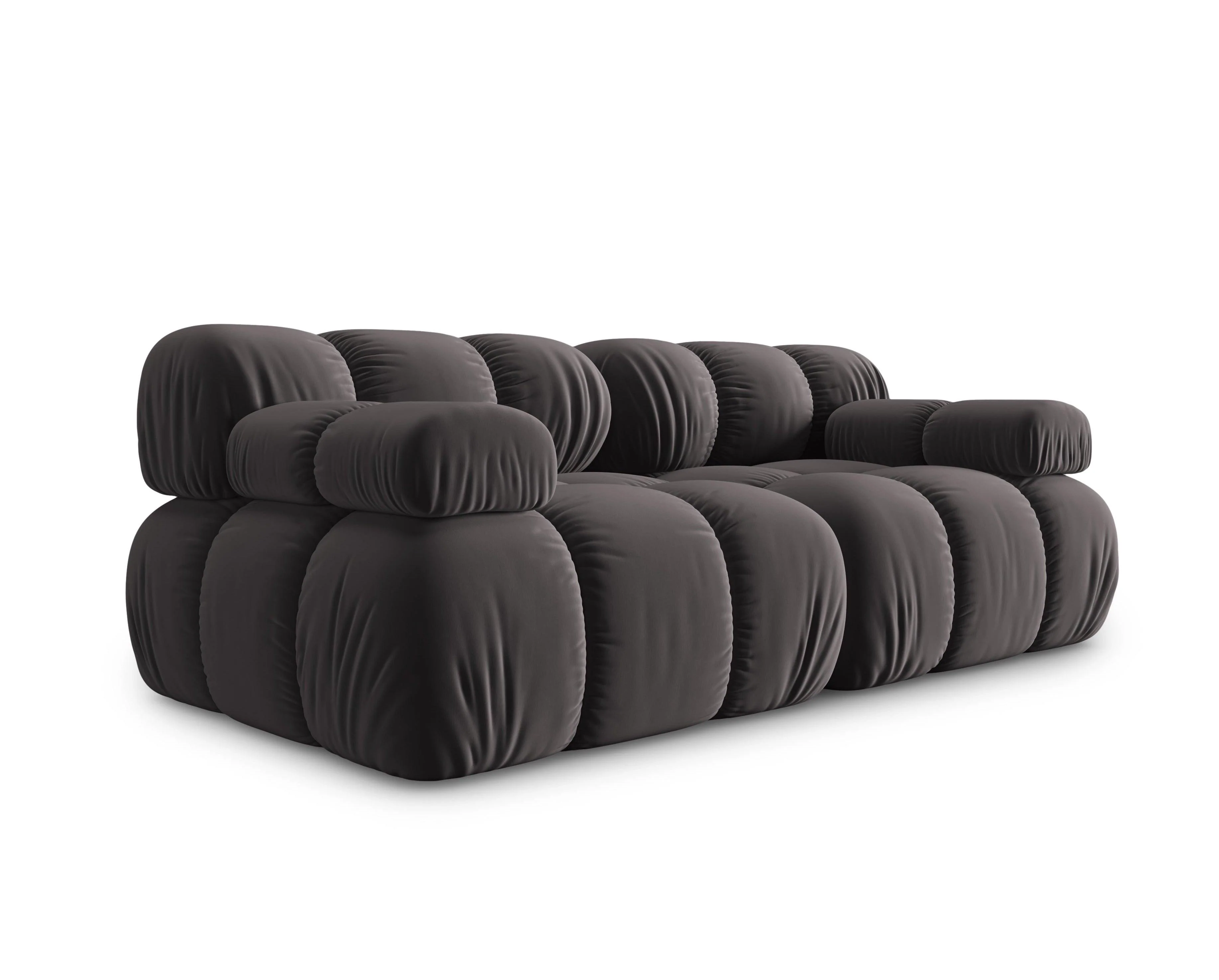 Sofa aksamitna 2-osobowa TROPEA ciemnoszary