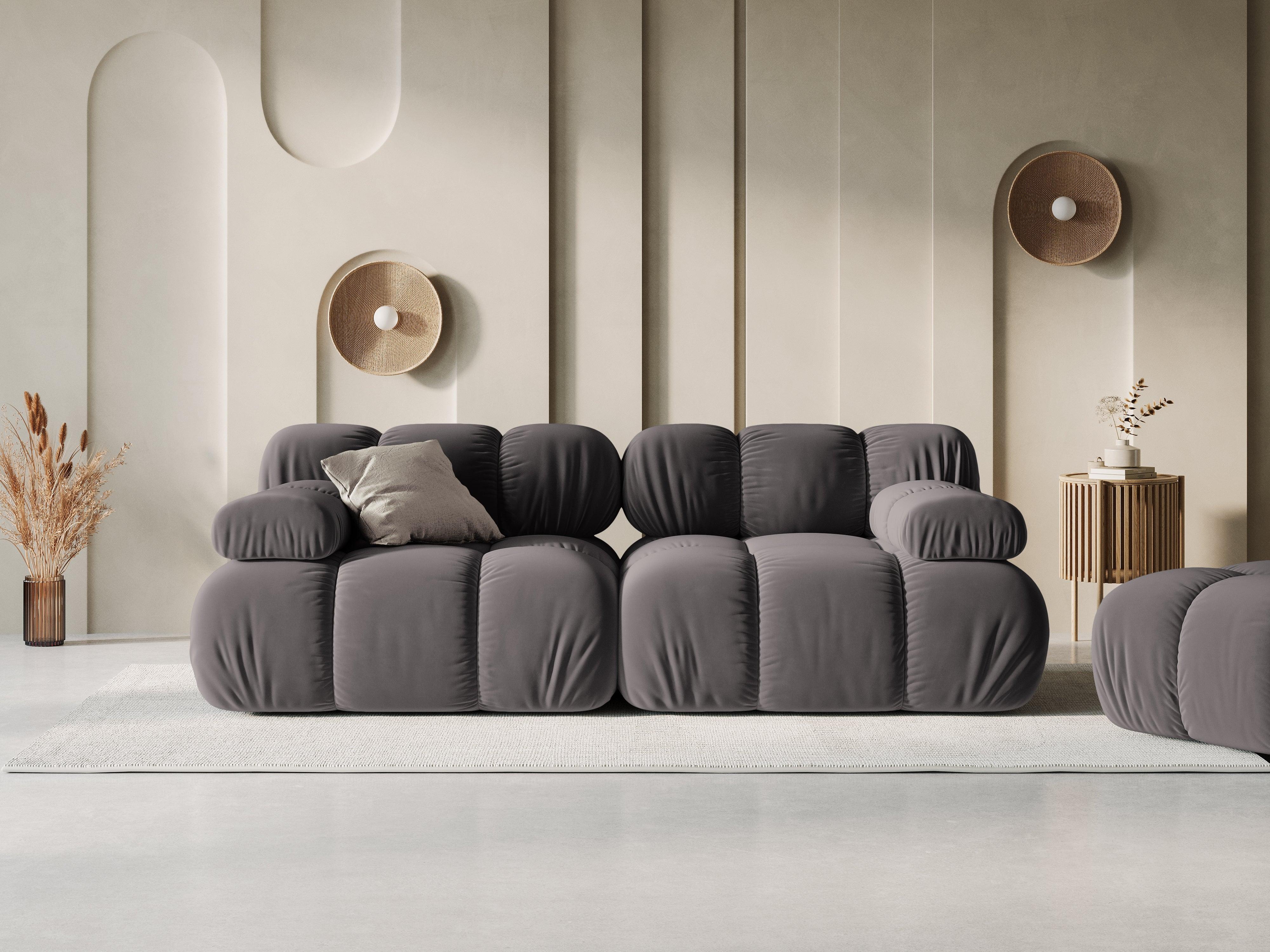 Sofa aksamitna 2-osobowa TROPEA ciemnoszary - Image 2